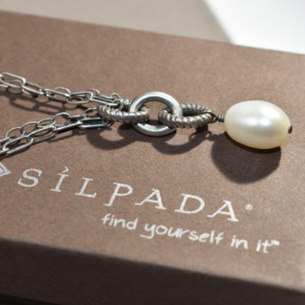 Silpada Necklace Sterling Silver Freshwater Pearl N1353 Toggle Retired
